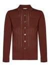 Malo Long-sleeved Brown Mak Cotton Knit Shirt In Brown