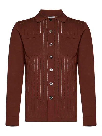 Malo Long-sleeved Brown Mak Cotton Knit Shirt