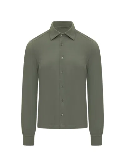Malo Long Sleeve Shirt With Classic Collar And Buttons In Gray