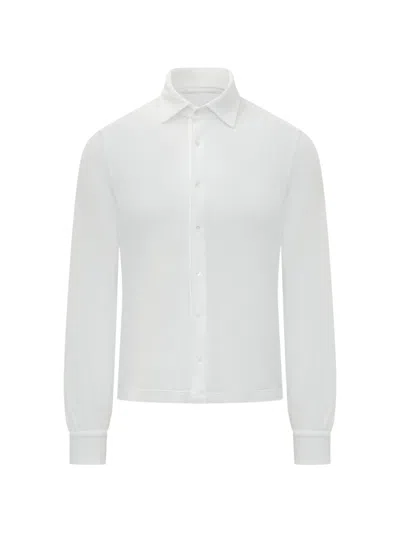 Malo Long Sleeve Classic Collar Button-up Shirt In White