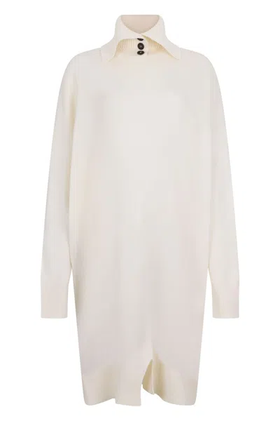 Malo Long White Sweater, Comfort And Style Assured