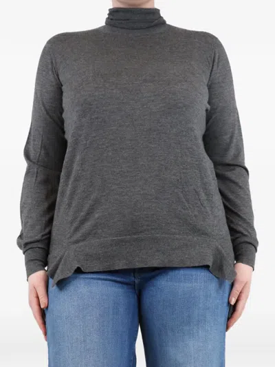 Pre-owned Malo Long-sleeve Side-slits Sweater In Gray