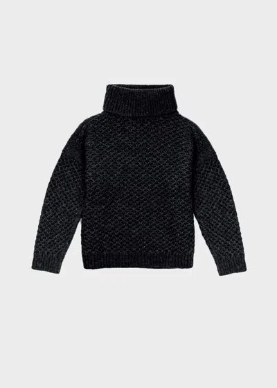 Malo Maglia Collo Alto In Alpaca, Seta E Lana In Blue