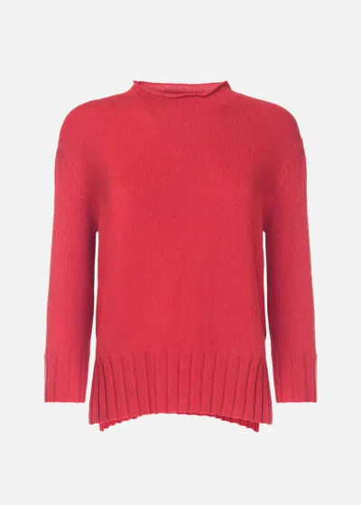 Malo Maglia Collo Alto In Cashmere In Red