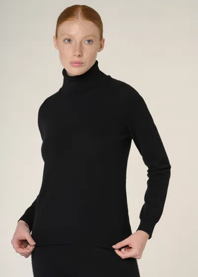 Malo Maglia Collo Alto In Cashmere In Black