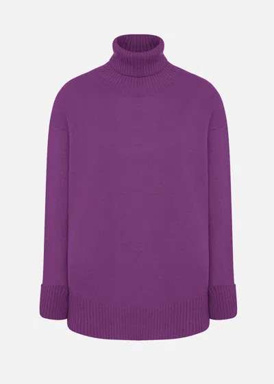 Malo Maglia Collo Alto In Cashmere In Purple