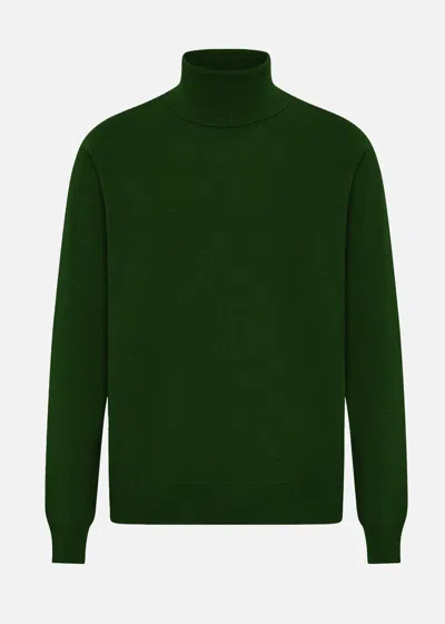 Malo Maglia Collo Alto In Cashmere In Green