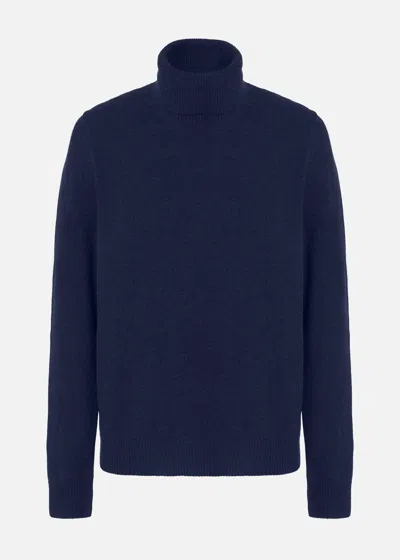 Malo Maglia Collo Alto In Cashmere In Blue