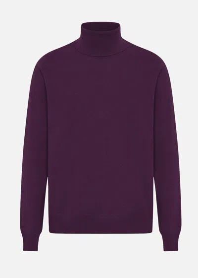 Malo Maglia Collo Alto In Cashmere In Purple