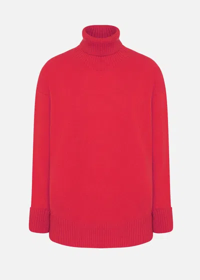 Malo Maglia Collo Alto In Cashmere In Red