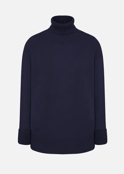 Malo Maglia Collo Alto In Cashmere In Blue