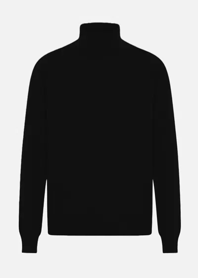 Malo Maglia Collo Alto In Cashmere In Black