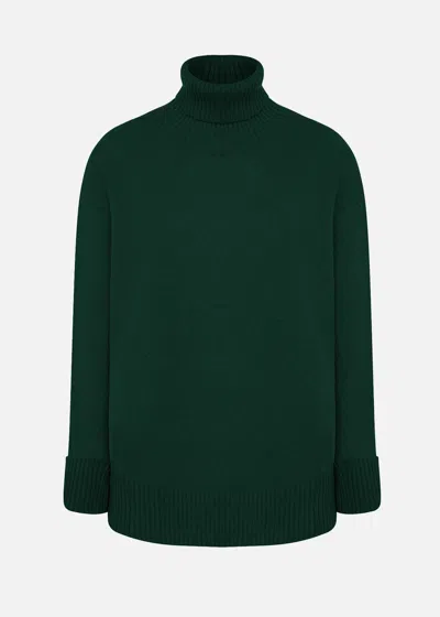 Malo Maglia Collo Alto In Cashmere In Green