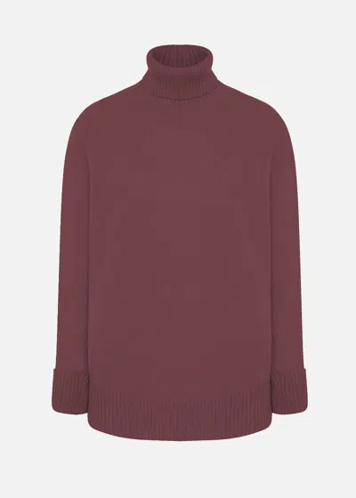 Malo Maglia Collo Alto In Cashmere In Burgundy