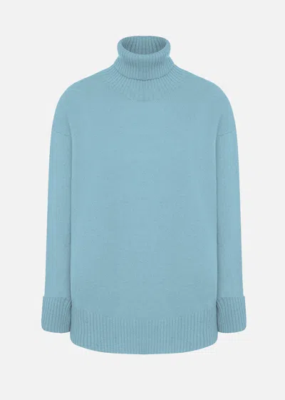 Malo Maglia Collo Alto In Cashmere In Blue