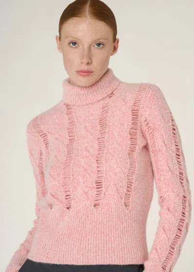 Malo Turtleneck Sweater In Cashmere, Virgin Wool And Silk In Pink