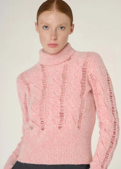 Malo Maglia Collo Alto In Cashmere, Lana Vergine E Seta In Pink