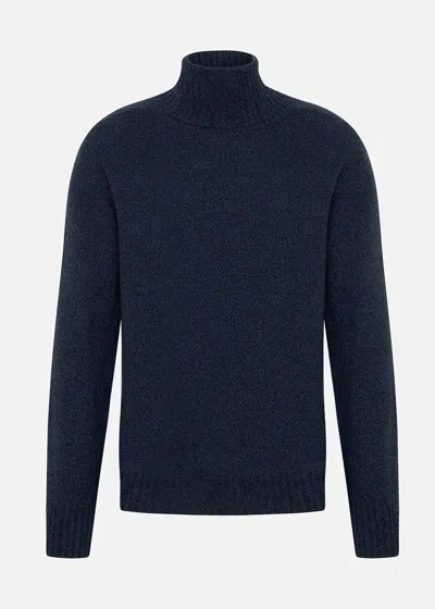 Malo Maglia Collo Alto In Cashmere Mouliné In Blue