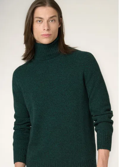 Malo Mouliné Cashmere Turtleneck Sweater In Green
