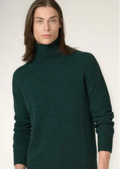 Malo Maglia Collo Alto In Cashmere Mouliné In Green