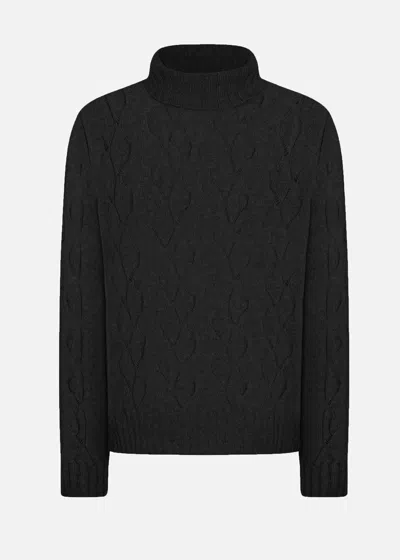 Malo Maglia Collo Alto In Cashmere Rigenerato In Black