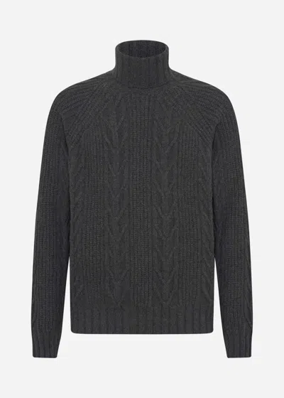 Malo Maglia Collo Alto In Cashmere Rigenerato In Gray