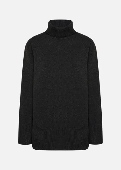 Malo Maglia Collo Alto In Cashmere Rigenerato E Lana In Black