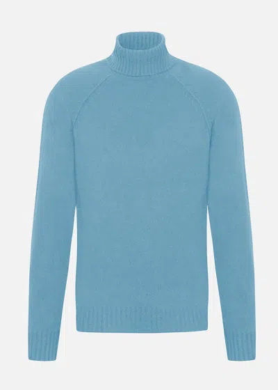 Malo Maglia Collo Alto In Cashmere Rigenerato E Lana Vergine In Blue