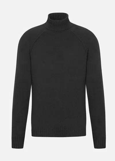 Malo Maglia Collo Alto In Cashmere Rigenerato E Lana Vergine In Black