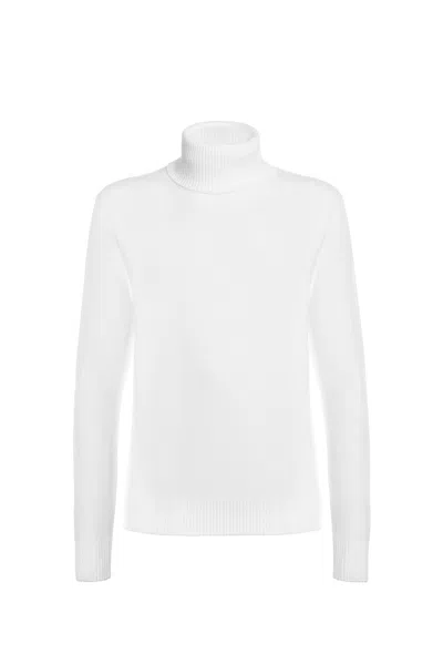 Malo Maglia Collo Alto In Lana Vergine In White