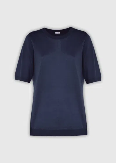 Malo Maglia Girocollo In Cashmere E Seta In Blue