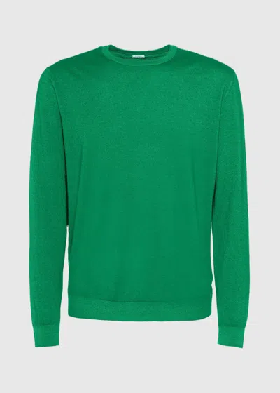 Malo Maglia Girocollo In Cashmere E Seta In Green