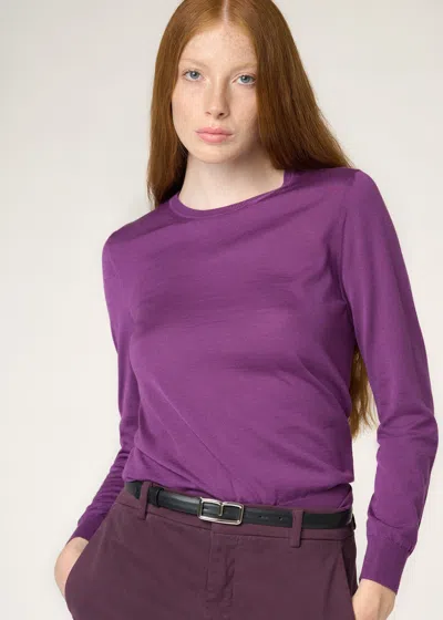 Malo Maglia Girocollo In Cashmere E Seta In Purple