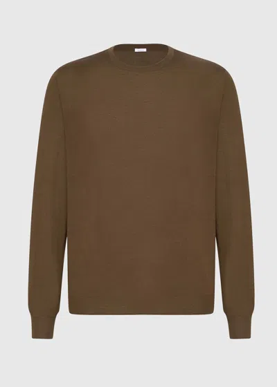 Malo Maglia Girocollo In Cashmere E Seta In Brown