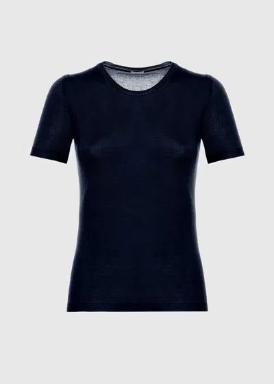 Malo Maglia Girocollo In Cashmere E Seta In Blue