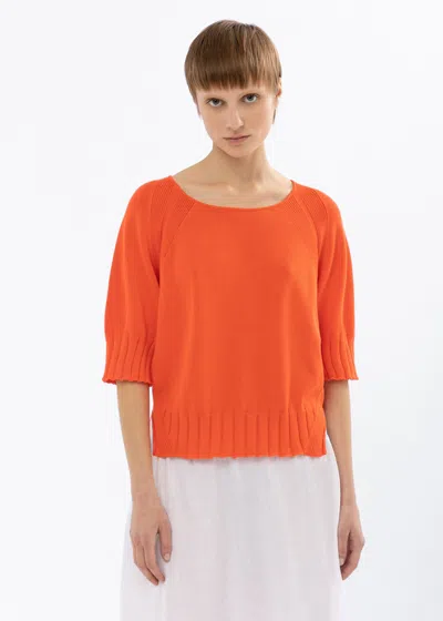 Malo Maglia Girocollo In Cotone In Orange