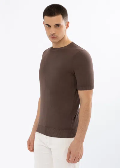 Malo Maglia Girocollo In Cotone In Brown