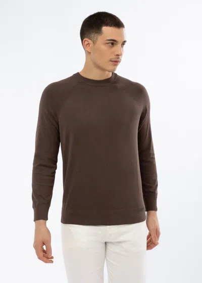 Malo Maglia Girocollo In Cotone In Brown