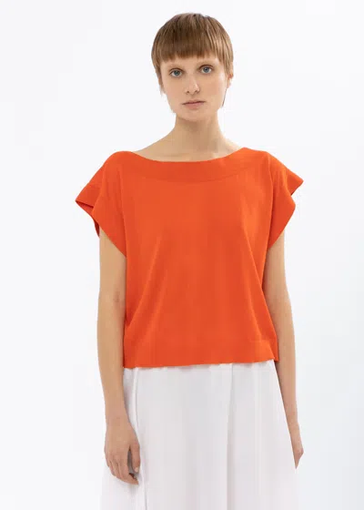 Malo Maglia Girocollo In Cotone In Orange