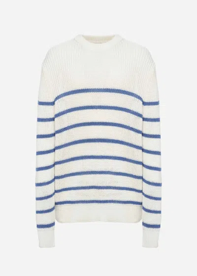 Malo Striped Cotton Jumper In White