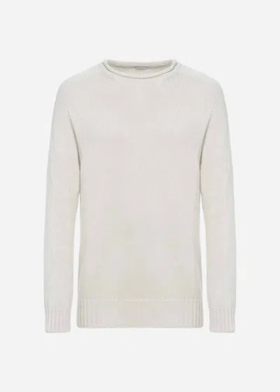 Malo Maglia Girocollo In Cotone Biologico E Cashmere In White