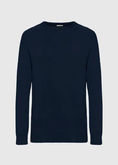 Malo Maglia Girocollo In Cotone Biologico E Cashmere In Blue