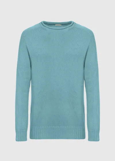 Malo Maglia Girocollo In Cotone Biologico E Cashmere In Blue