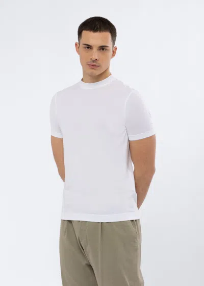 Malo Maglia Girocollo In Cotone E Lino In White