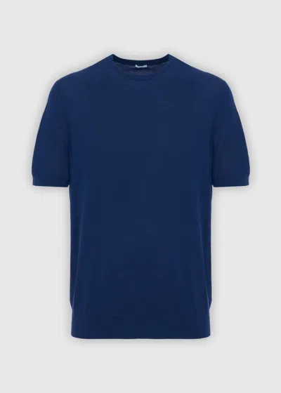 Malo Makò Cotton Crewneck Sweater In Blue