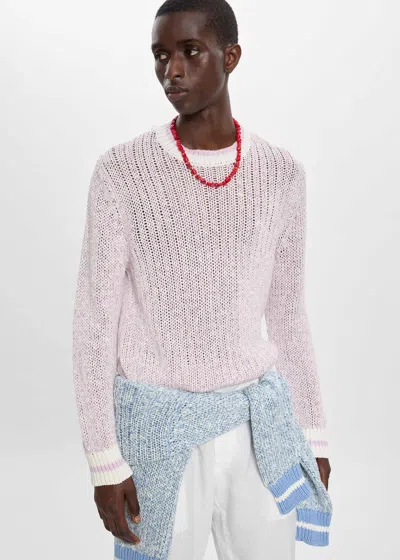 Malo Maglia Girocollo In Cotone, Seta E Lino In Pink