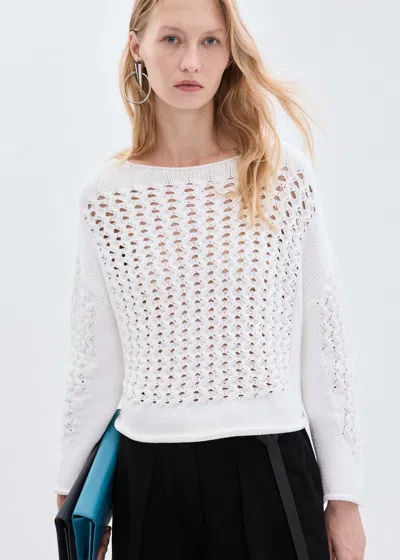 Malo Maglia Girocollo In Cotone Stretch In White