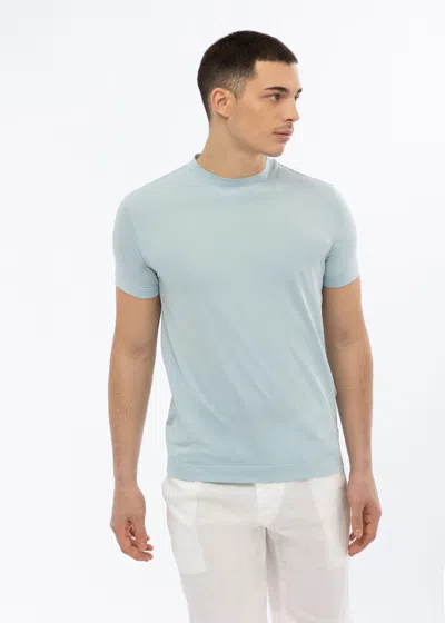 Malo Maglia Girocollo In Cotone Stretch In Blue