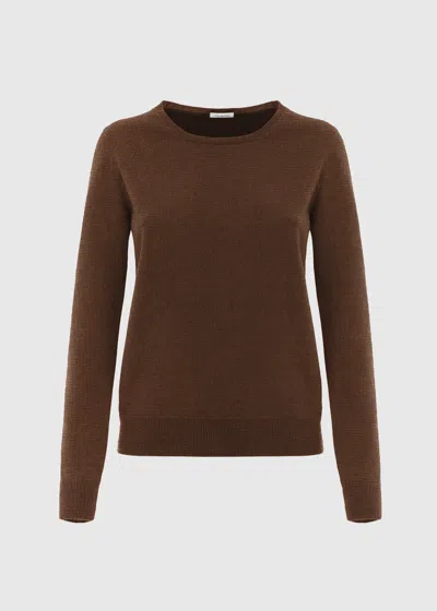 Malo Maglia Girocollo In Lana E Cashmere In Brown