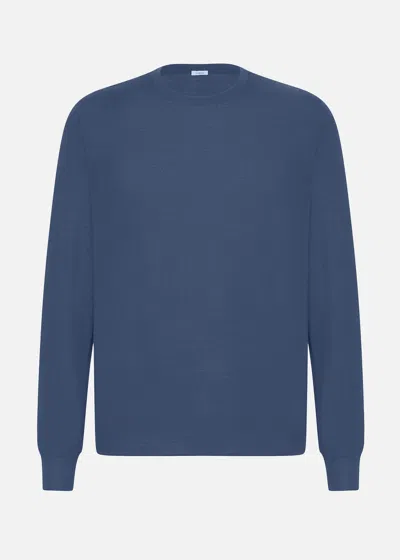 Malo Maglia Girocollo In Lana Vergine In Blue